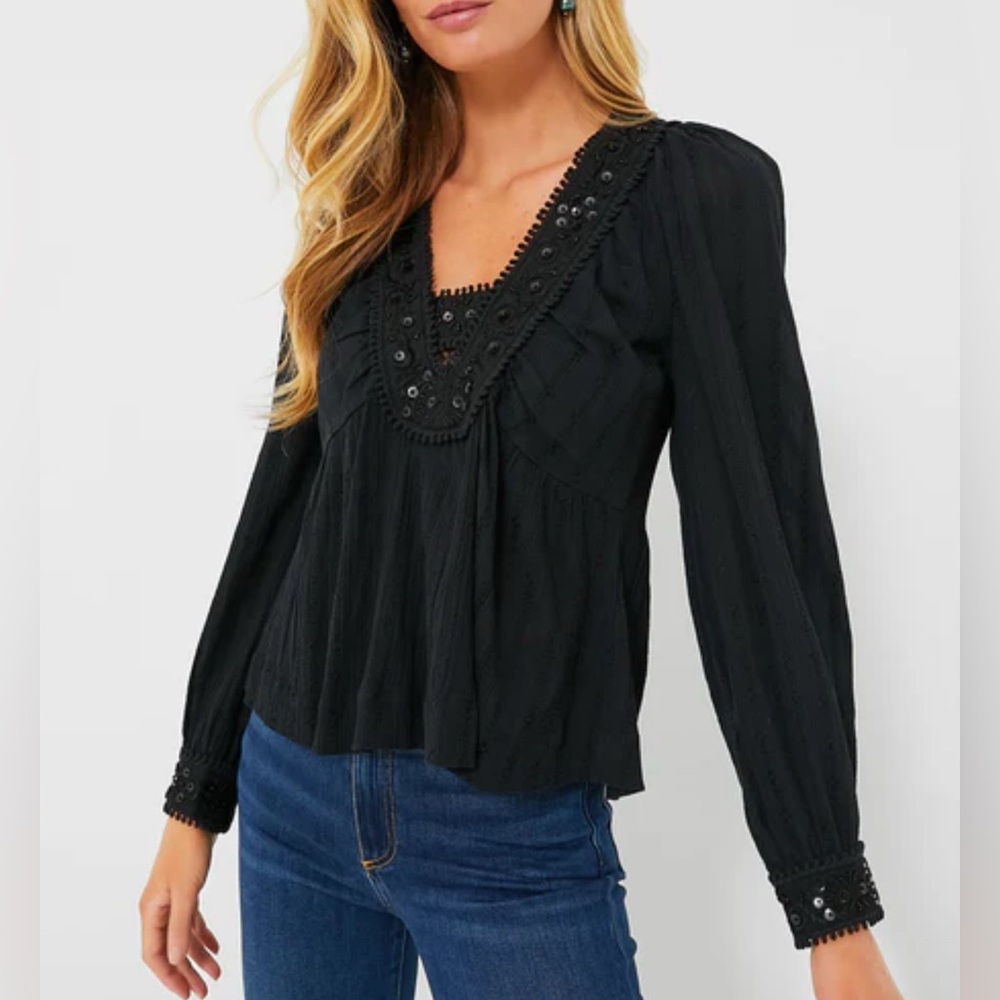 Tuckernuck Sea New York Charlotte Embroidery Long Sleeve Top